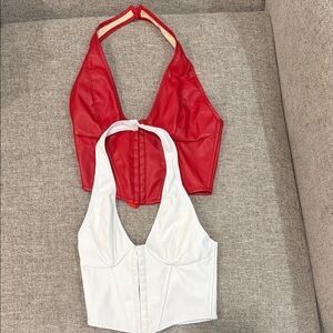Amazon Red and White Halter Crop Tops
